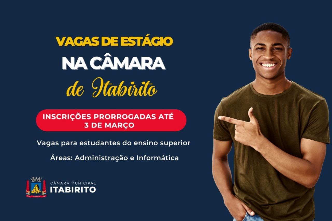 Câmara de Itabirito prorroga inscrições para três vagas abertas de estágio